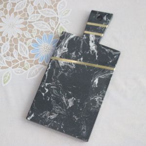 Schwarze Marmor Servierplatte 15x30 cm