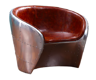 Loungesessel München aus Stahl und Vintage Leder