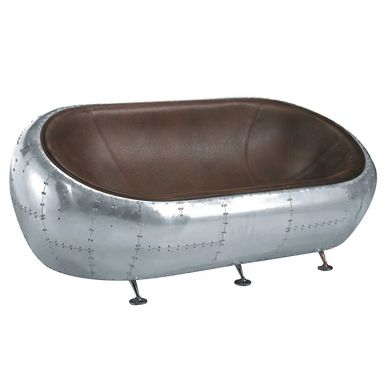 Designer Couch Glasgow aus Stahl und Vintage Leder