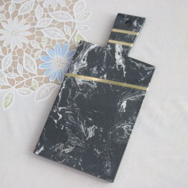Schwarze Marmor Servierplatte 15x30 cm